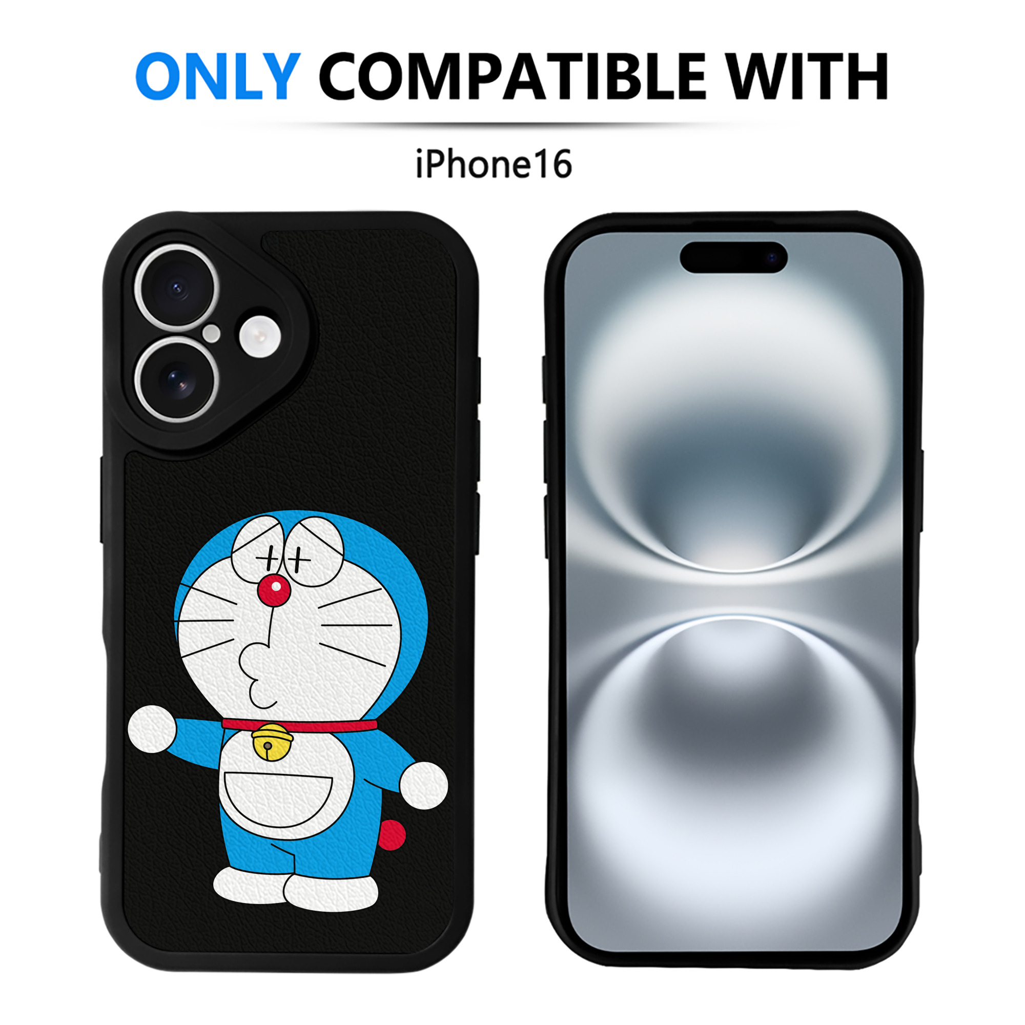 （画像用） ドラえもん Doraemon 【iPhone 16シリーズ対応】シリコンスマホケース（レザー調） 材質：シリコン